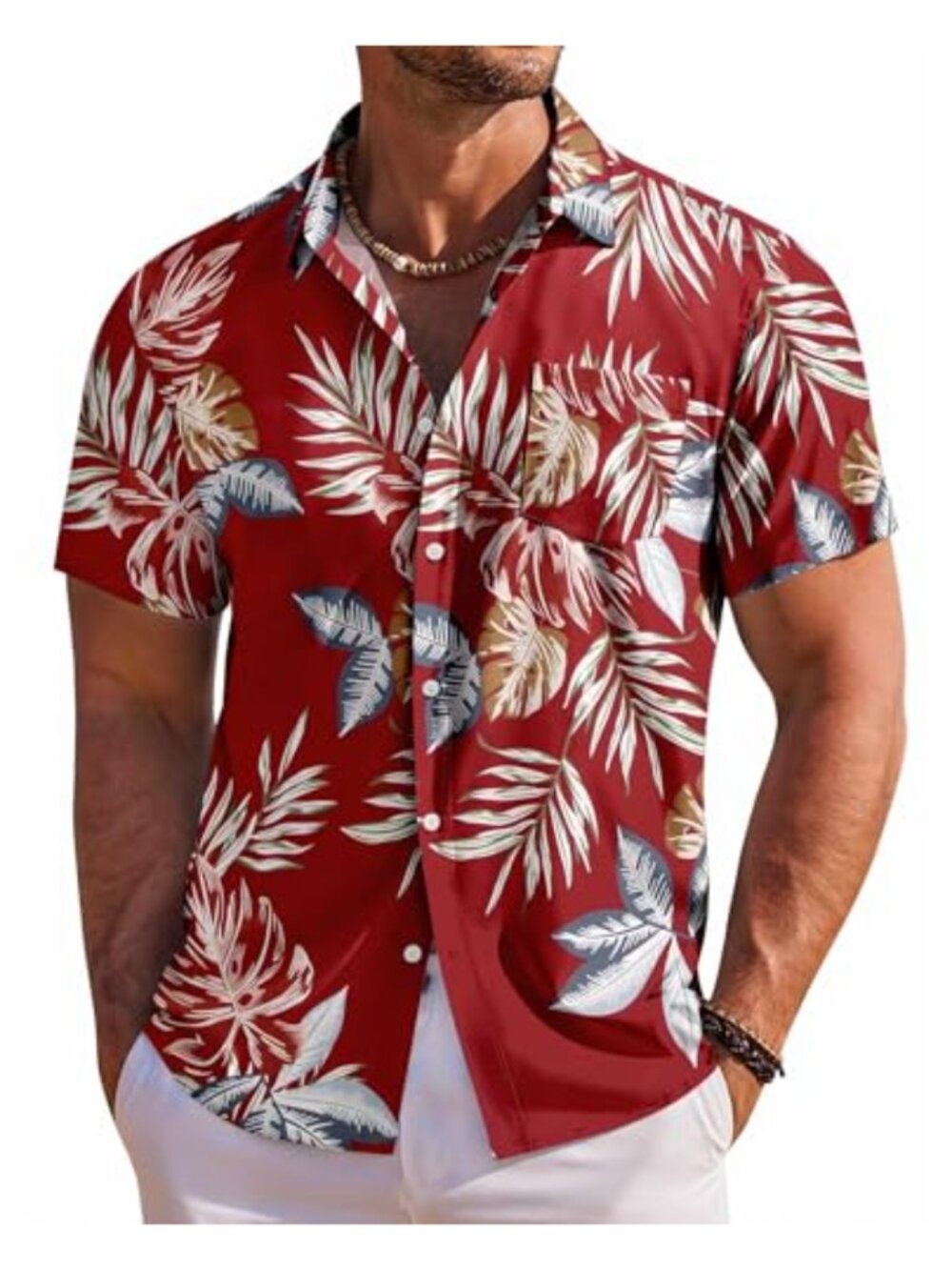 Men's Hawaiian Shirt Short Sleeve Floral Button Down Tropical Beach Shirt